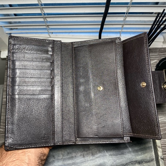 AUTHENTIC GUCCI GUCCISSIMA BLACK LEATHER GG-LOGO LONG BI-FOLD WALLET- ITALY- - Picture 9 of 9